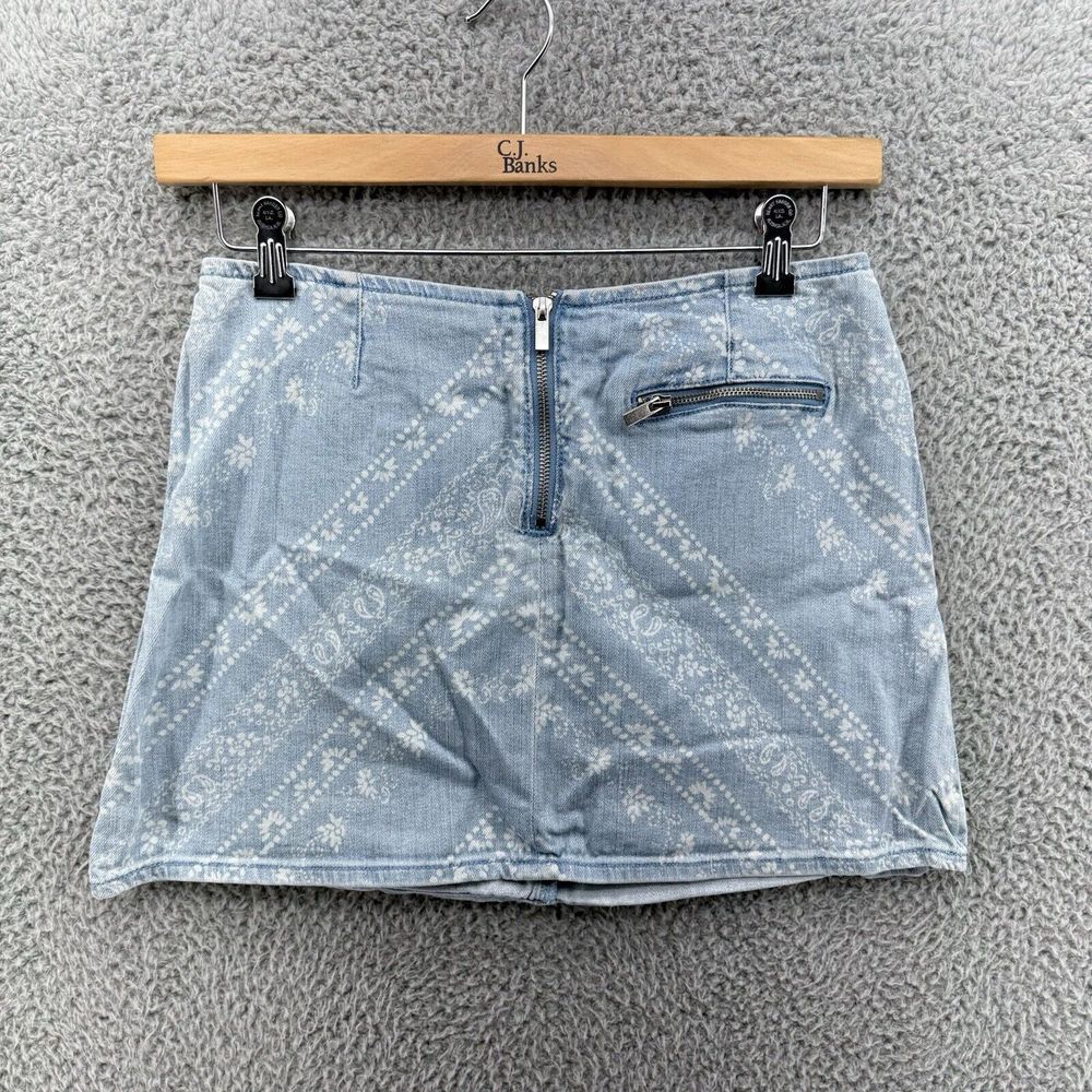 Urban Outfitters BDG Floral Geometric Blue Denim Pockets Mini‎ Skirt Jean Size 4 - Picture 5 of 6